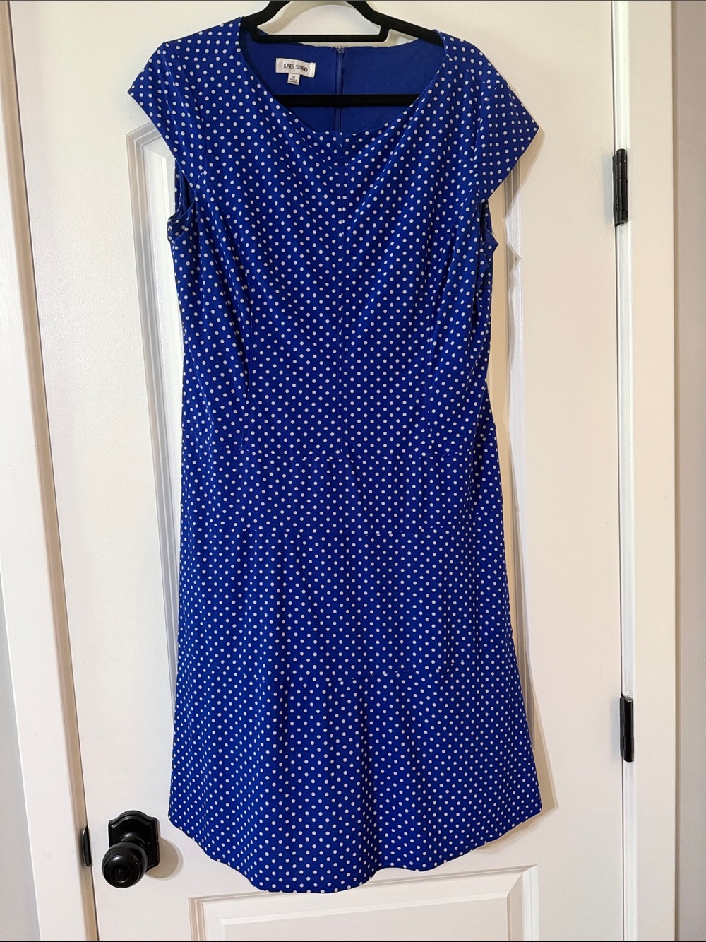Jones Studio Royal Blue with White Polka Dot Midi Dress
